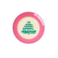 Christmas Tree Print Small Round Melamine Plate Rice DK